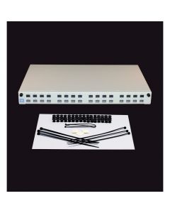 Caja distribución FO extraible rack 19' 1UA fondo 255mm hasta 32 SC/LCD