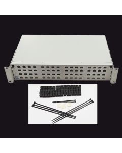 Caja distribución FO extraible rack 19' 2UA fondo 255mm hasta 64 SC/LCD
