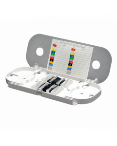 Casete plástico 4 entradas con tapa apilable hasta 24 protectores fusión