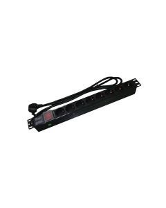 Regleta rack 19" 1UA 8 tomas schuko + interruptor