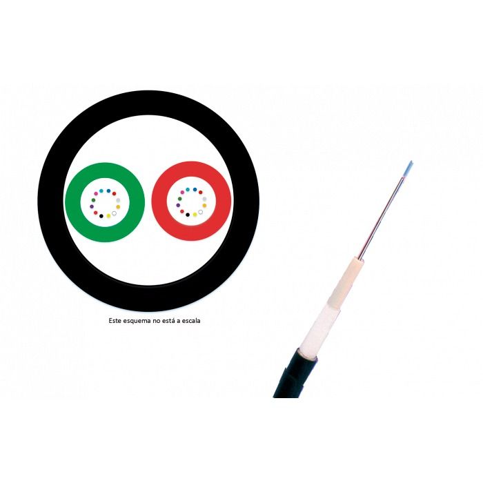 Cable 24 FO (2T12F) SM 9/125 OS2 interior/exterior, fibra de vidrio, HLFR Dca