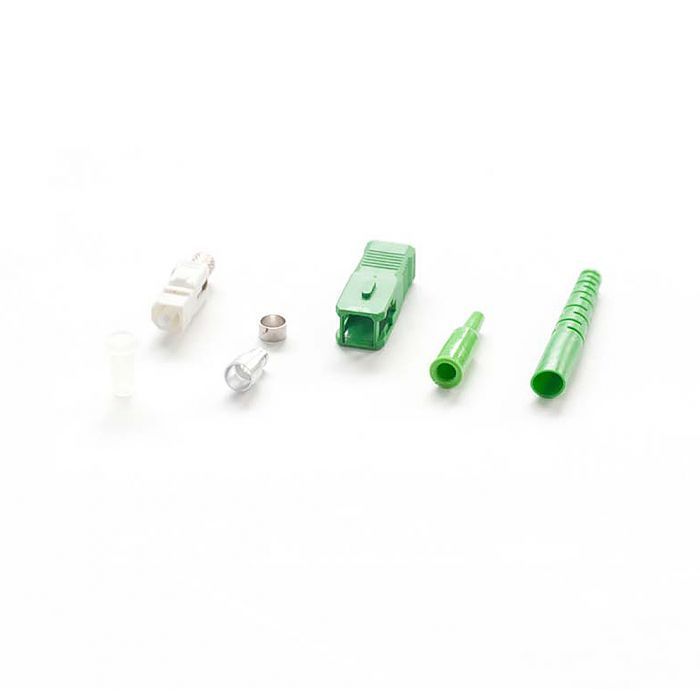 Conector FO SM SC/APC 900um/3mm. Cuerpo plástico verde