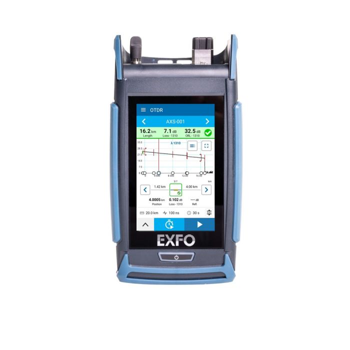 Mini OTDR AXS-130 SM 1310/1550/1650nm filtrado 39/38/39dB con OLS, OPM SM en servicio y VFL
