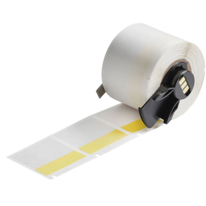 Recambio etiquetas autolaminada vinilo 38,1x38,1mm amarillo (8mm diametro). 250 ud