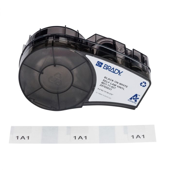 Recambio etiquetas autolaminadas vinilo 12,7x19,0mm, negro/blanco. 150 ud