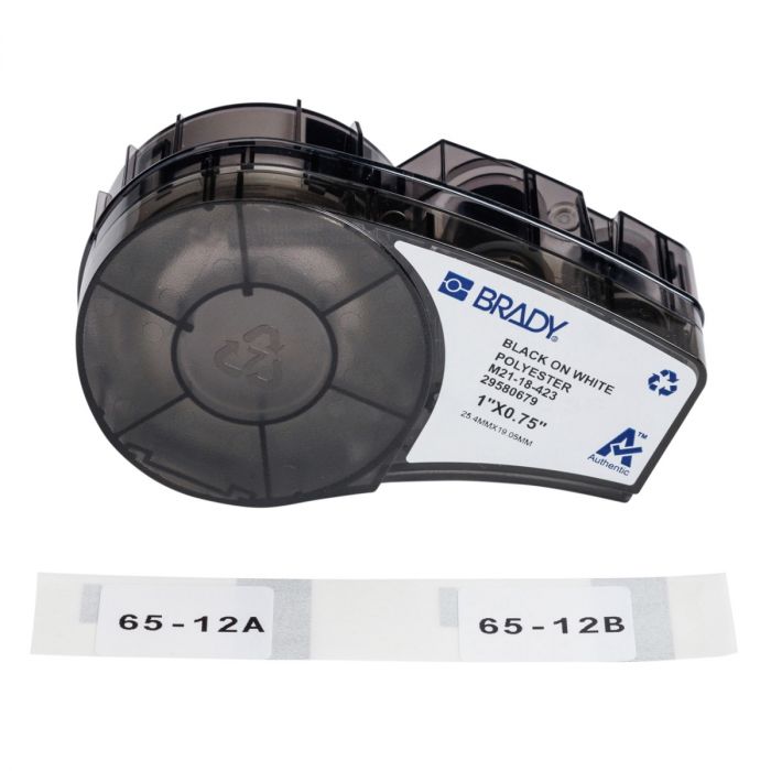 Recambio etiquetas poliéster 25,4x19,0mm, negro/blanco. 121 ud